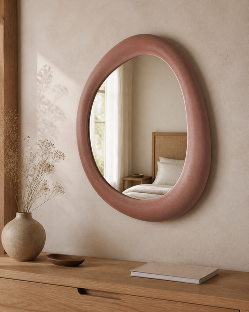The Pebble Mirror in a styled interior