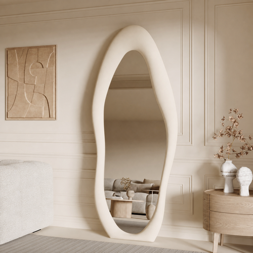 The Melt Mirror in Natural Ivory, Smooth Fiberglass